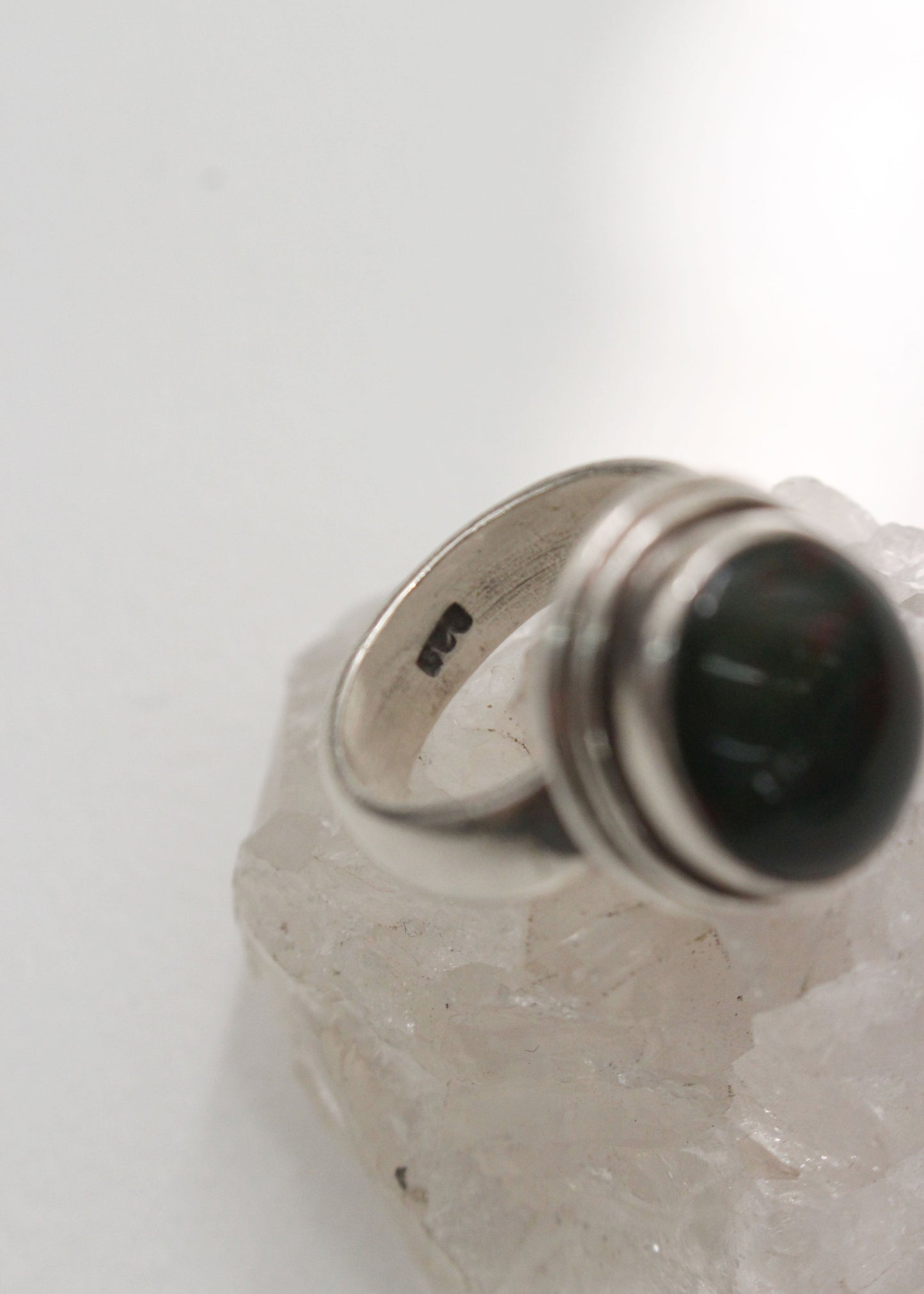 Bloodstone Sterling Silver Ring 7.5