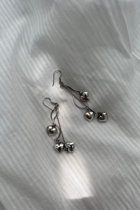 Heart swing earrings sterling silver