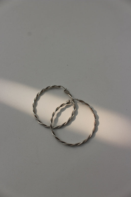 Twist big hoop earrings sterling silver