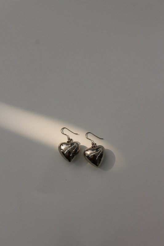 Swing big heart earrings sterling silver