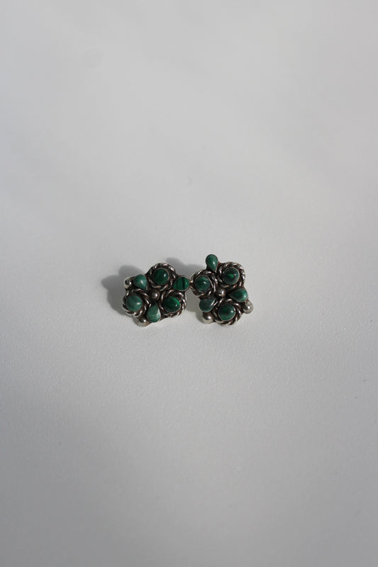 Malachite Flowers studs