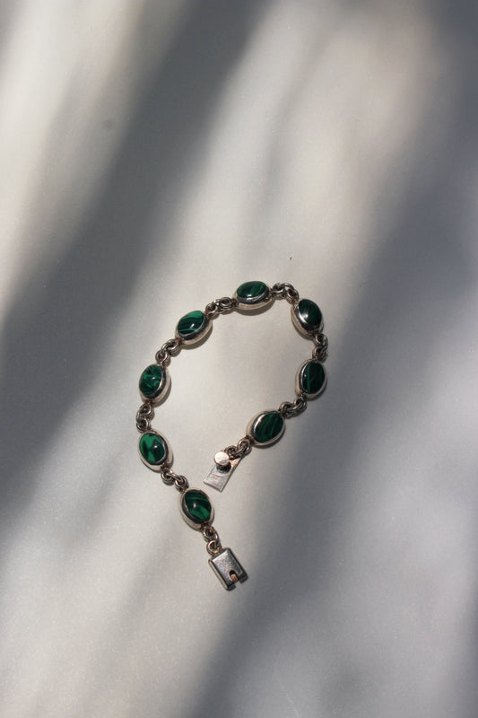 Malachite Bracelet  Sterling Silver