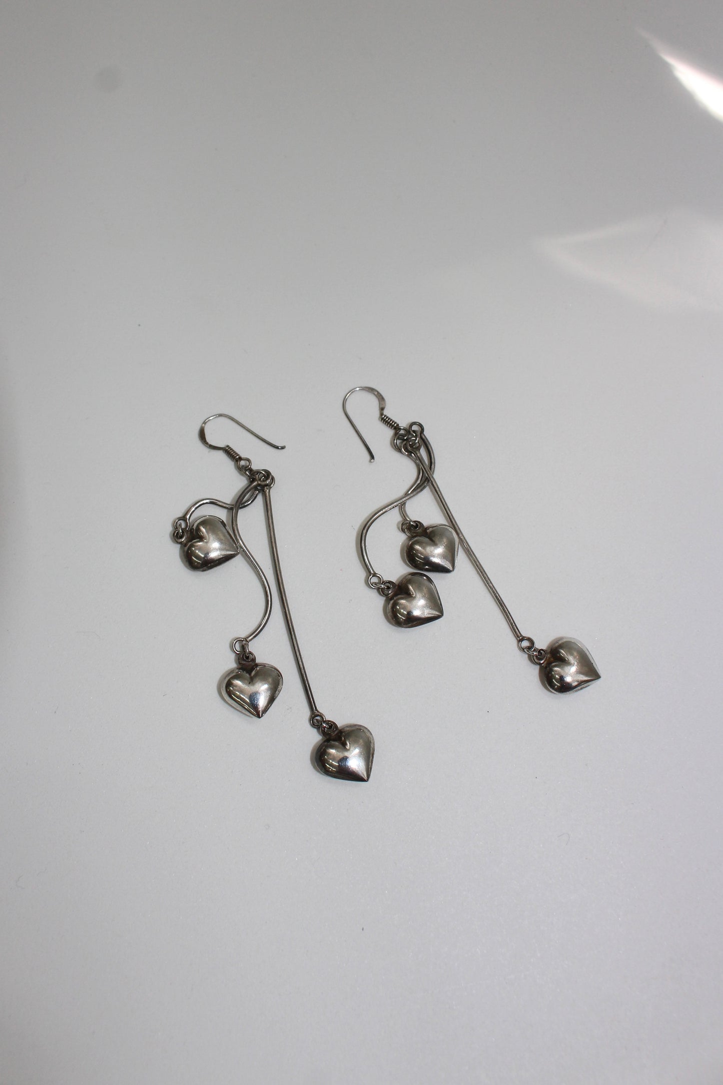 Heart swing earrings sterling silver