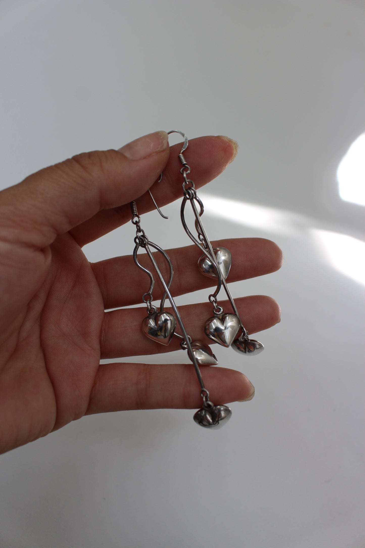 Heart swing earrings sterling silver