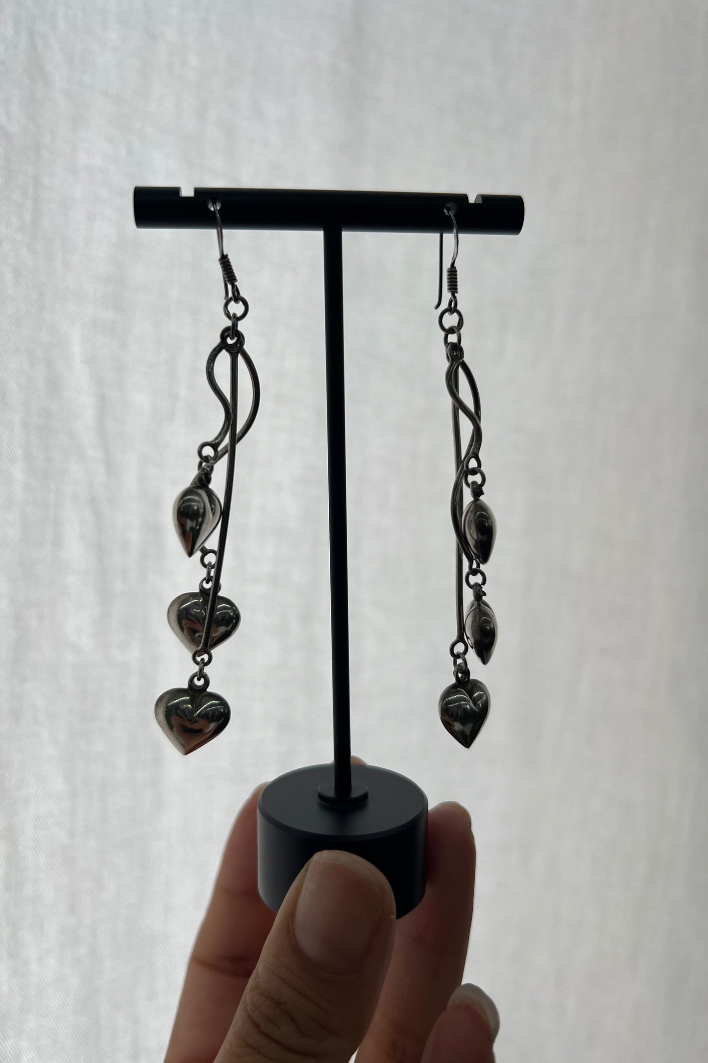Heart swing earrings sterling silver