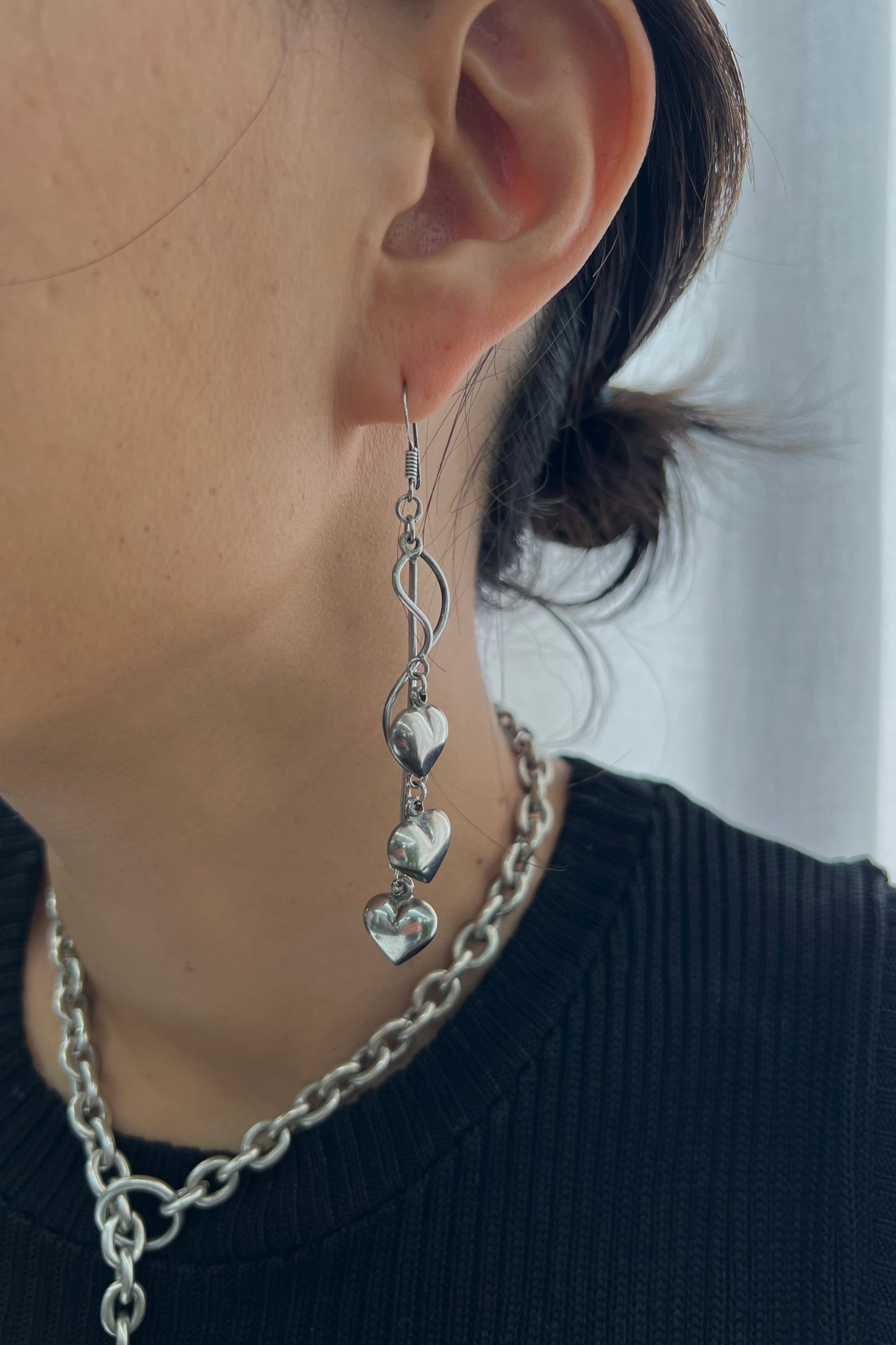Heart swing earrings sterling silver