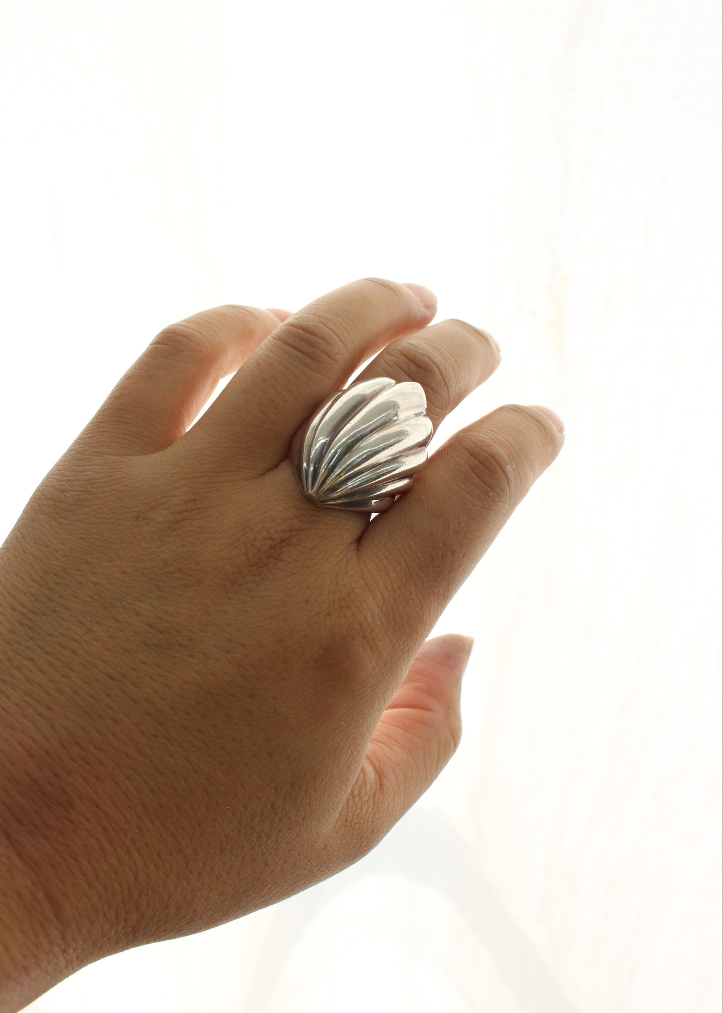 Chunky Shell Sterling Silver Ring 6