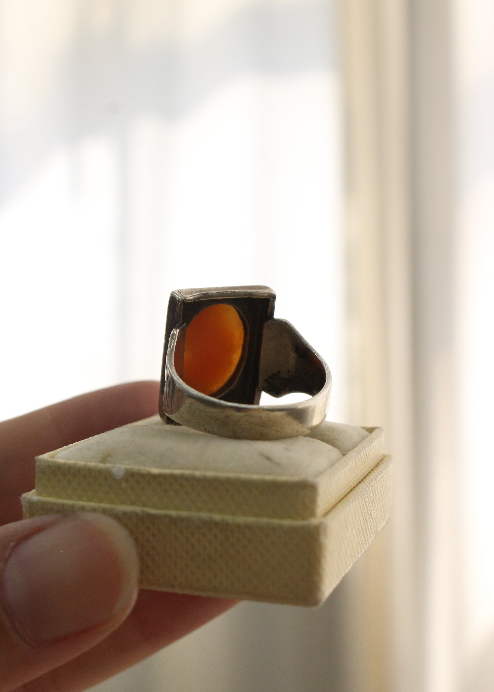 Shell Cameo Sterling Silver Ring 11.5