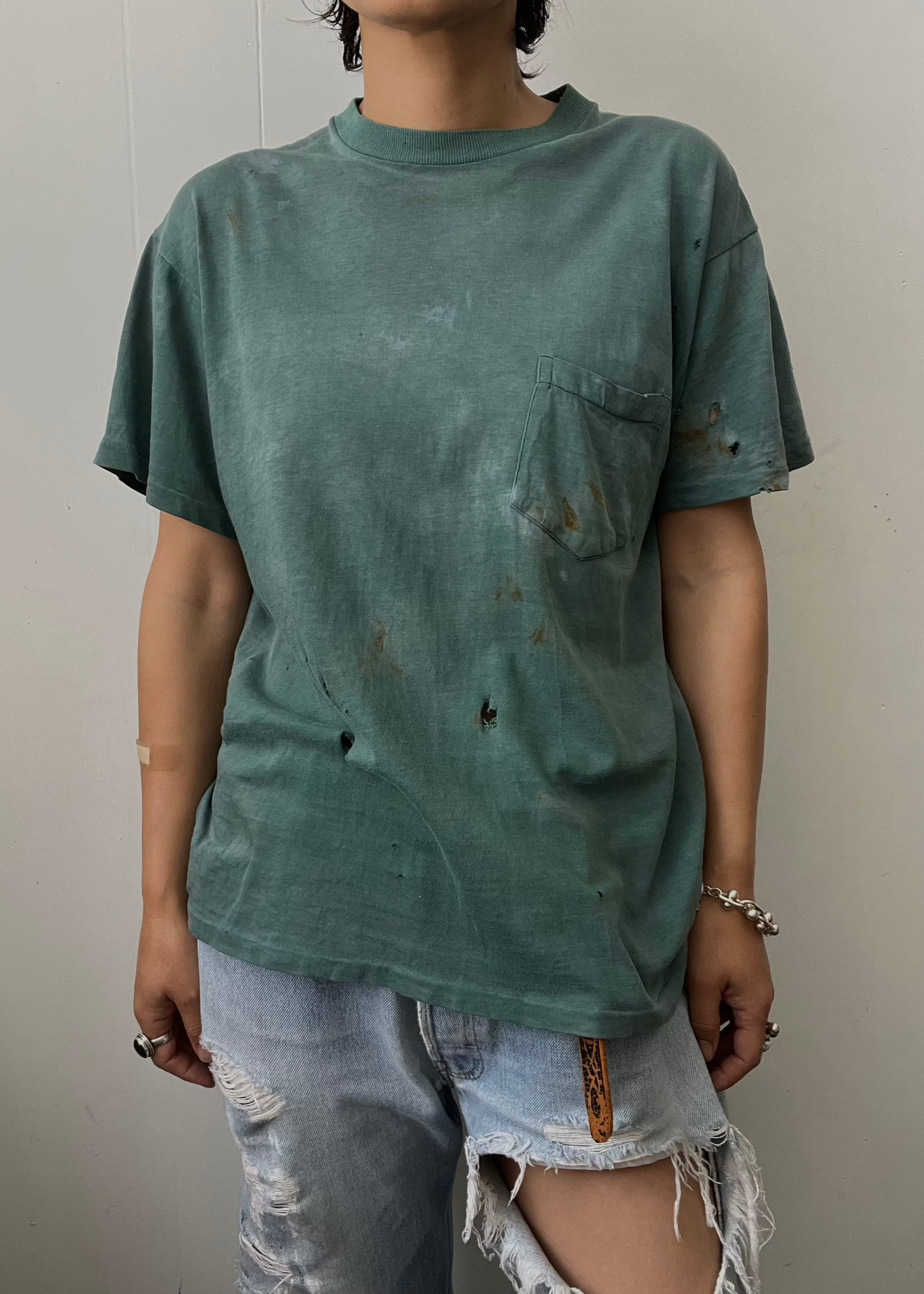 BORO Distressed Tshirt Teal