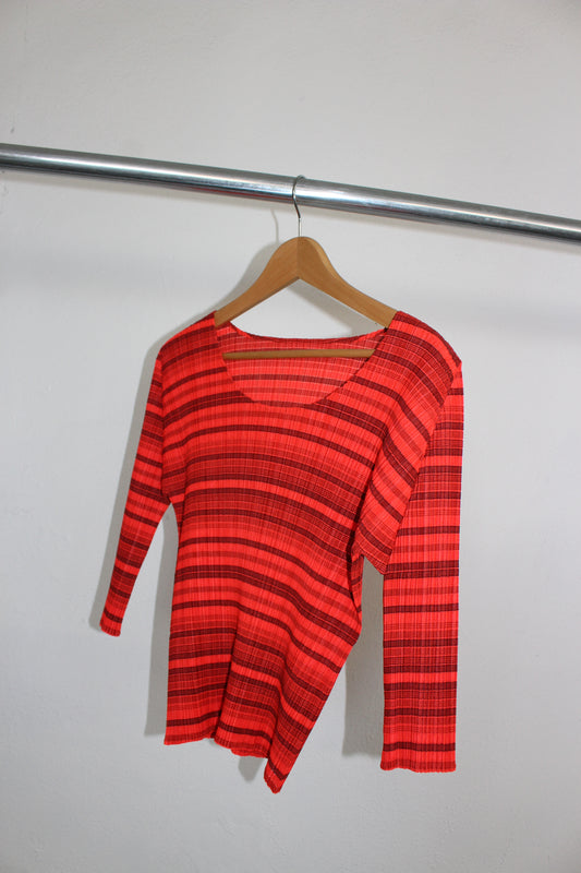 Issey Miyake Red Striped Top