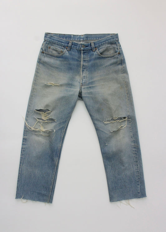 80s Distressed Levi's 501 half w34 L26