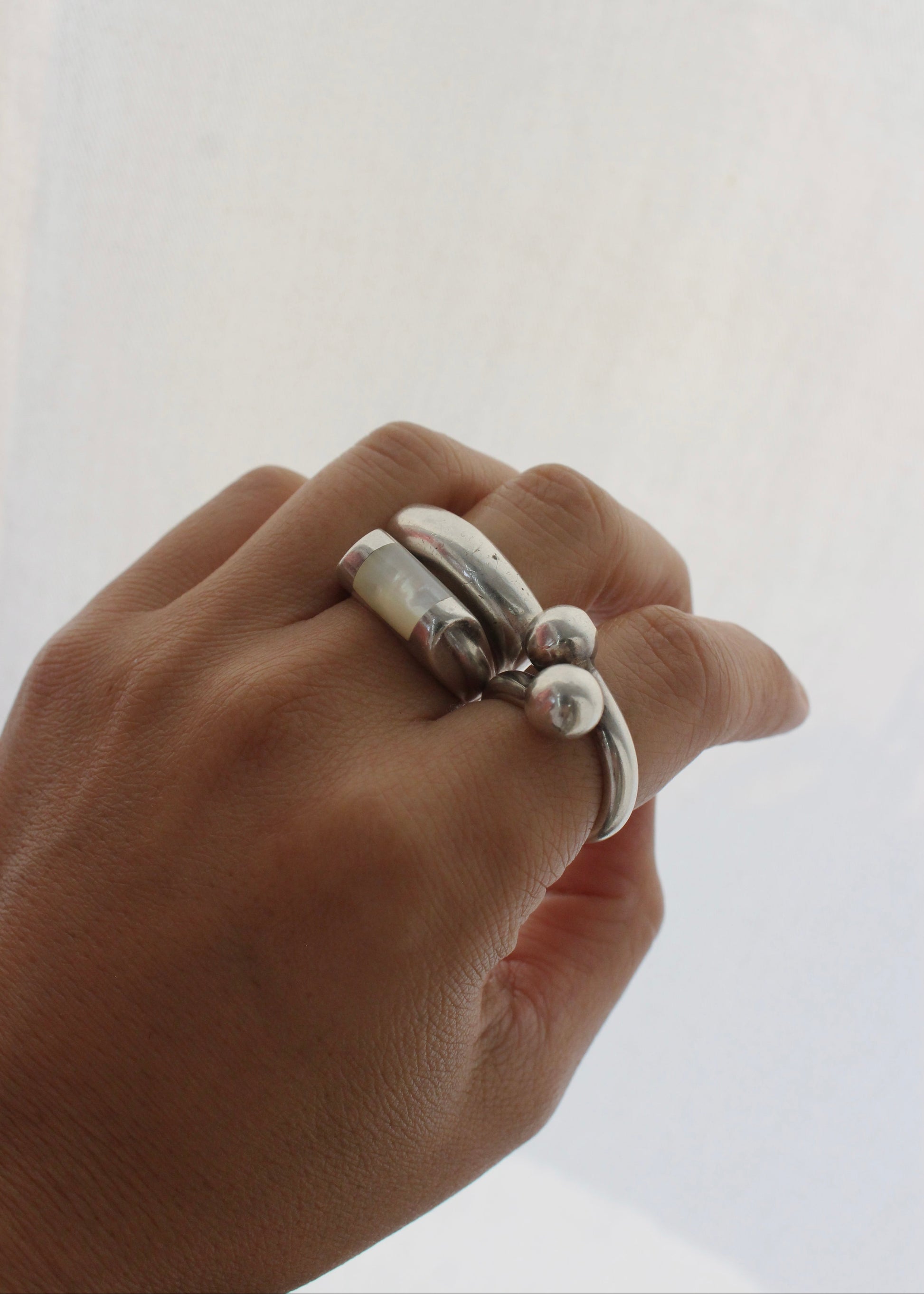 Double ball Sterling Silver Ring 6.5