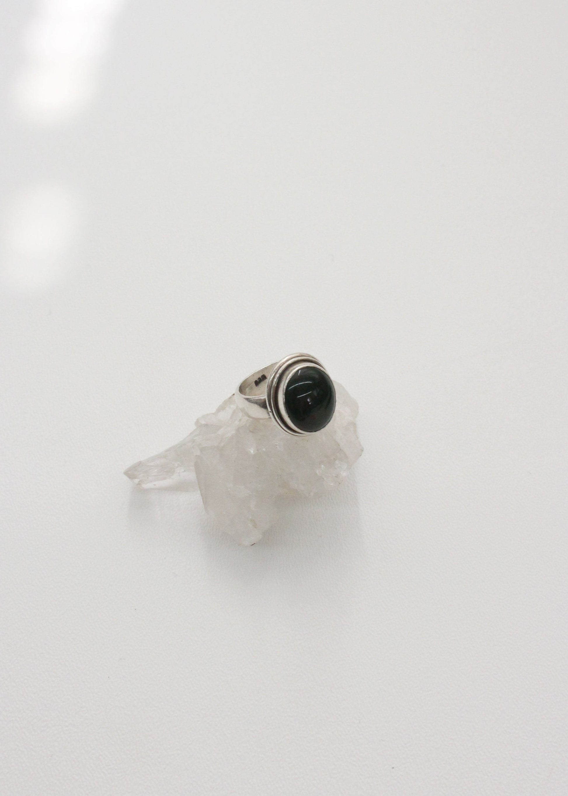 Bloodstone Sterling Silver Ring 7.5