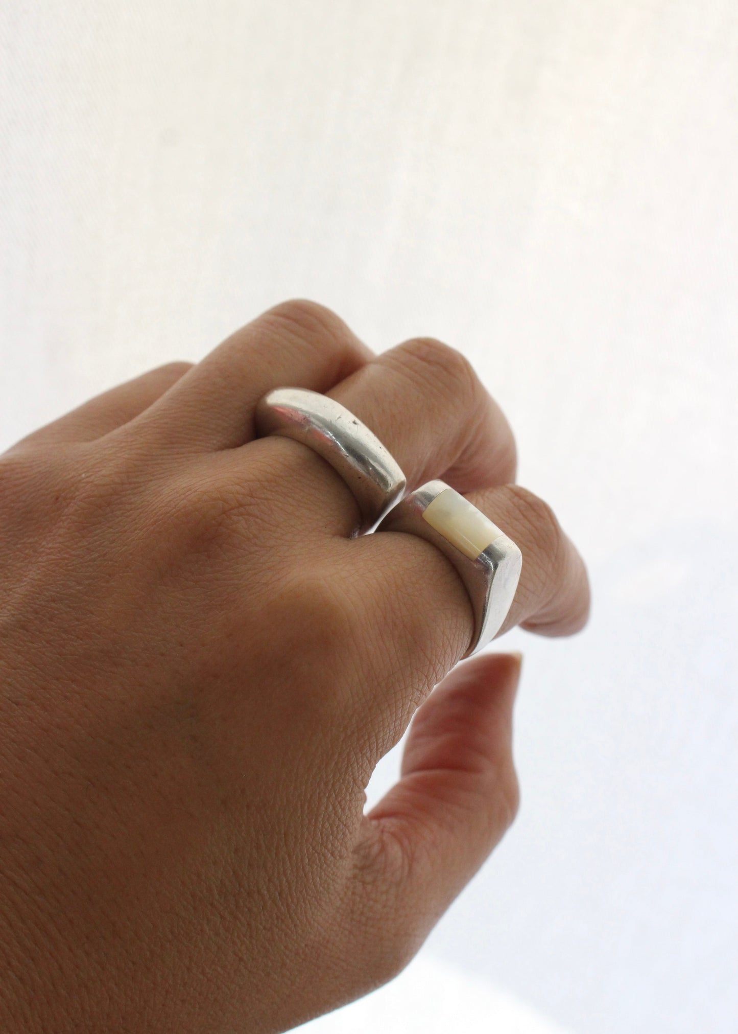 Shell Bar Sterling Silver Ring 7.5